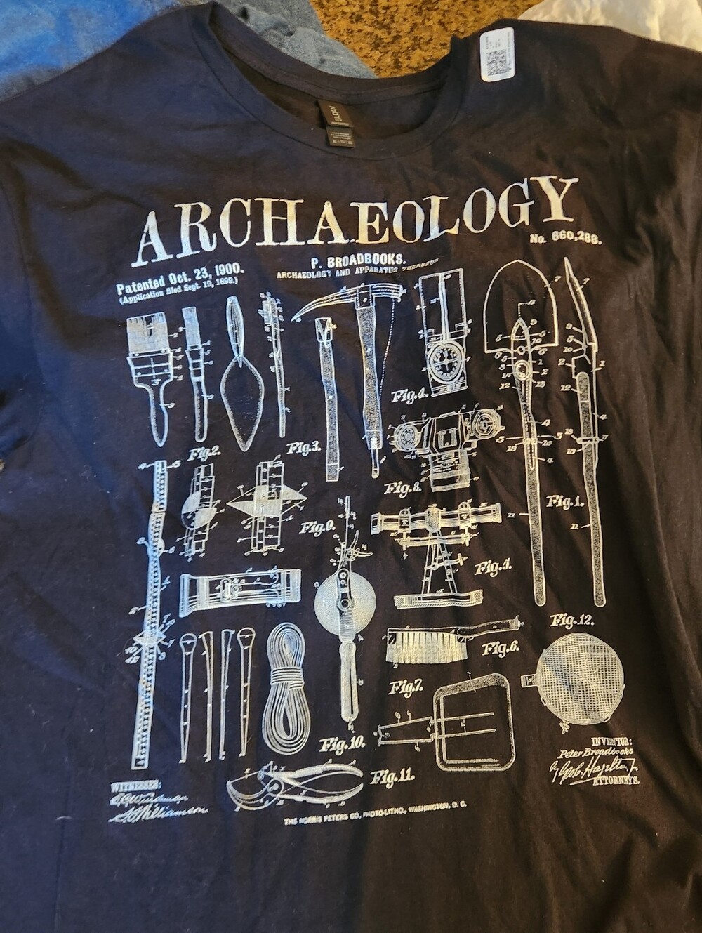 Archaeology Patent Tools Graphic T-Shirt Black Gildan XL